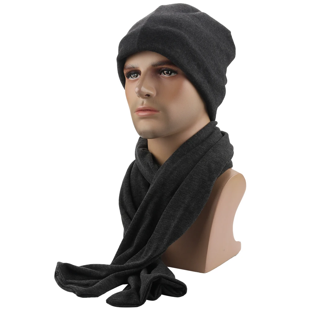 2019 Warm Winter Unisex Cap Anti static Beanie Hat Scarf Set Neck Warm