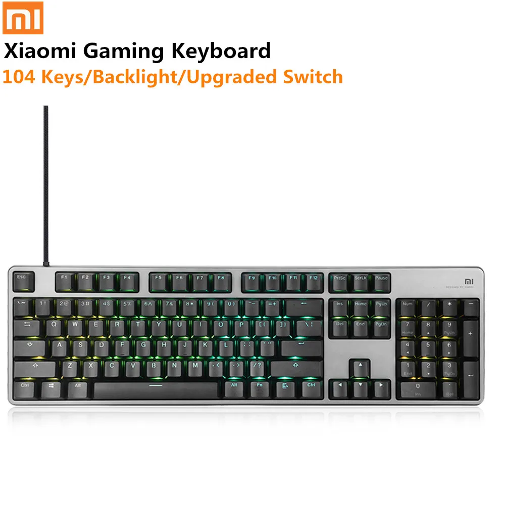 Оригинальный Xiaomi mi Механическая Ga ng клавиатура 104 клавиш Светодиодный Подсветка