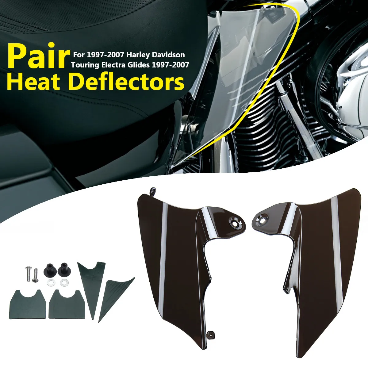 

2Pcs Motorcycle Heat Shield Saddle Air Deflector for Harley 1997-2007