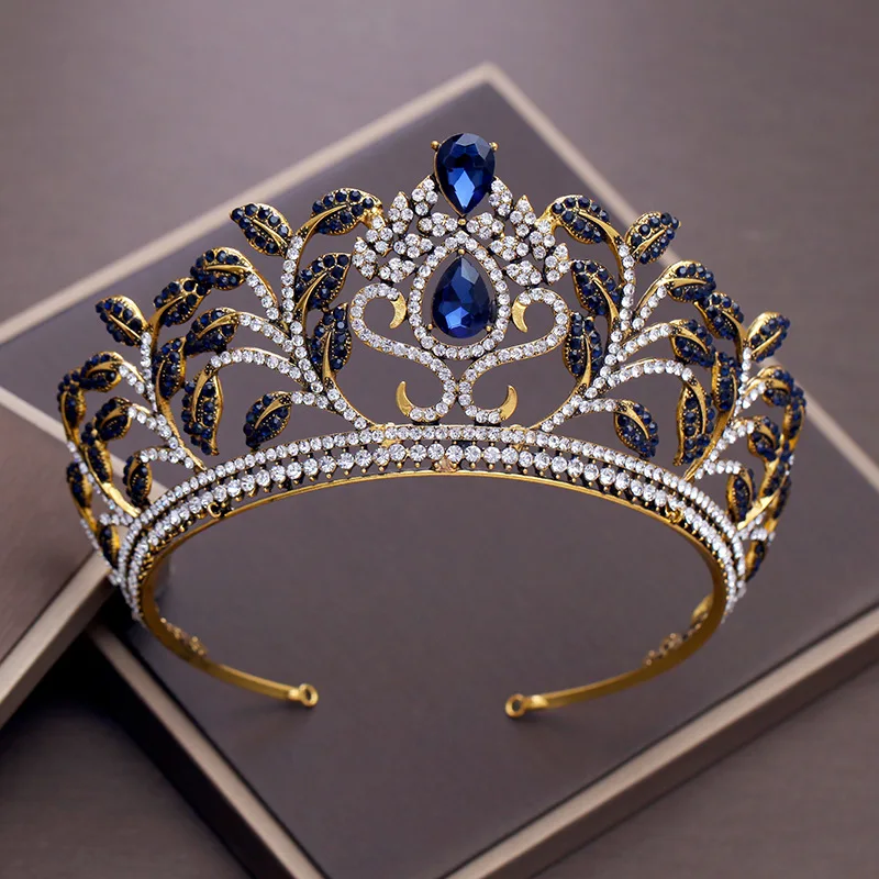 Vintage-Blue-Rhinestone-Crown-Baroque-Queen-Tiara-Bridal-Wedding ...