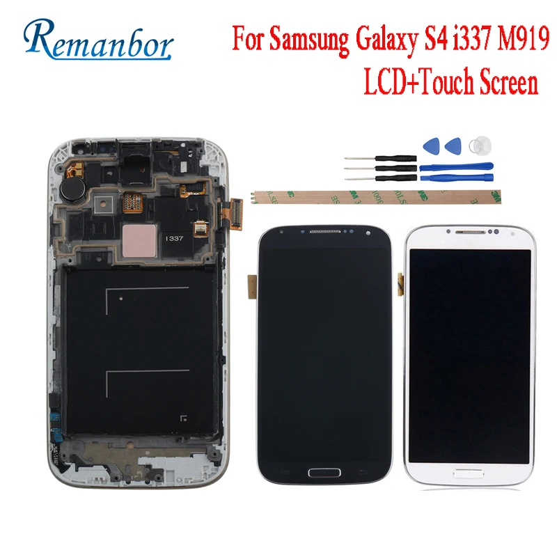 

Remanbor For Samsung Galaxy S4 i337 M919 E300S i9500 LCD Display and Touch Screen +Frame Adjust Brightness Repair Parts +Tools