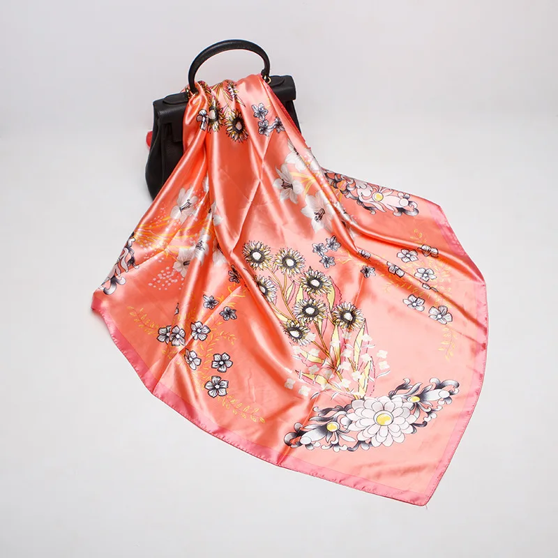 Hot Sales 90*90cm Flower Headband Bandana Headwear hand kerchief Hair Band Scarf Neck Wrist Wrap Band Headtie Gift