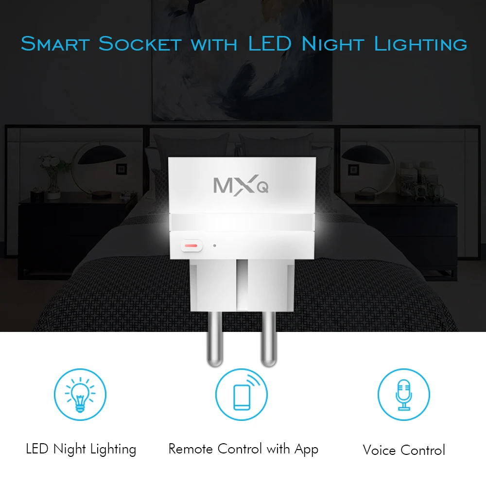 

SP10 LED Light WiFi Smart Socket EU Plug Voice Control Switch Real-time Status Feedback Work for Alexa Google Assistant