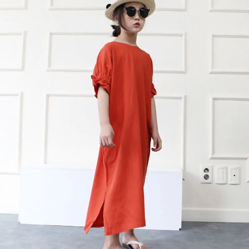 

Bohemian Petal Half Sleeve Mid Calf Children Dresses For Teenage Girls Cotton Bow Backless Party Dress Kid 2019 Summer Clothing