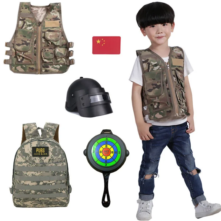 Army Fans Outdoor Jedi Waistcoats Children Clothing Tactical Vest Camouflage Cosplay Costume Set Backpack font b