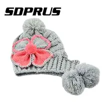 Шапка Корейская женская теплая зимняя 6 цветов, мешковатая вязаная шапка, Ушная теплая шапка с бантиком, Лыжная шапка