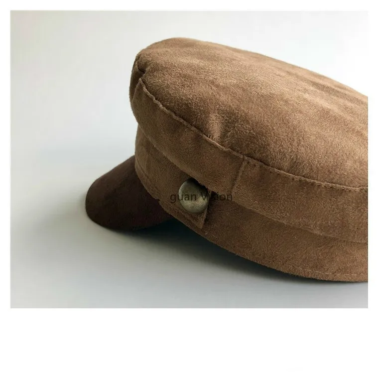Мужская Женская кепка с плоским верхом, кожаная кепка в стиле милитари, на заказ, онлайн стиль знаменитостей, британский стиль, коричневый берет для мужчин и женщин