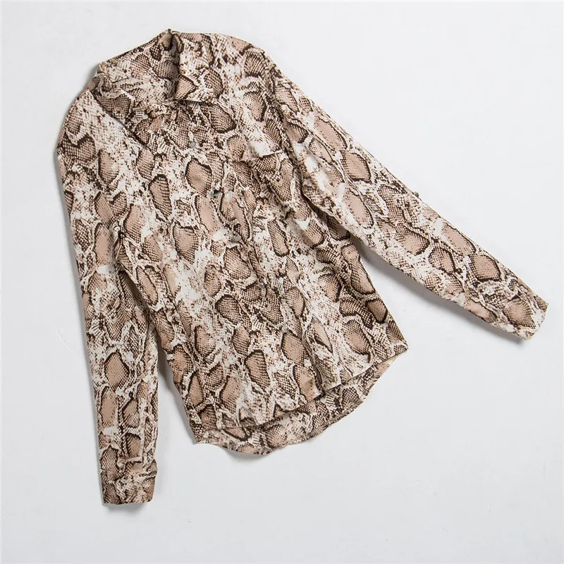 Модные леопардовые блузки со змеиным принтом, женские свободные рубашки с длинным рукавом, топы, уличная одежда, элегантные блузы с v-образным вырезом