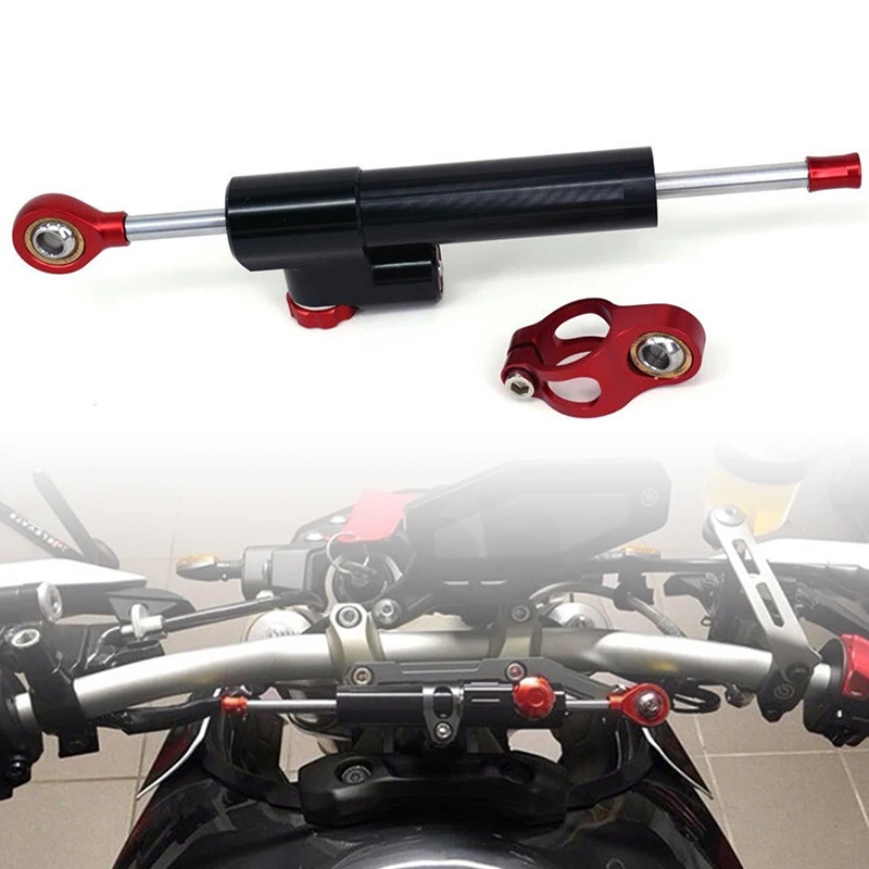 

Universal High Quality Motorcycle ATV CNC Aluminum Steering Stabilizer Damper Red+Black