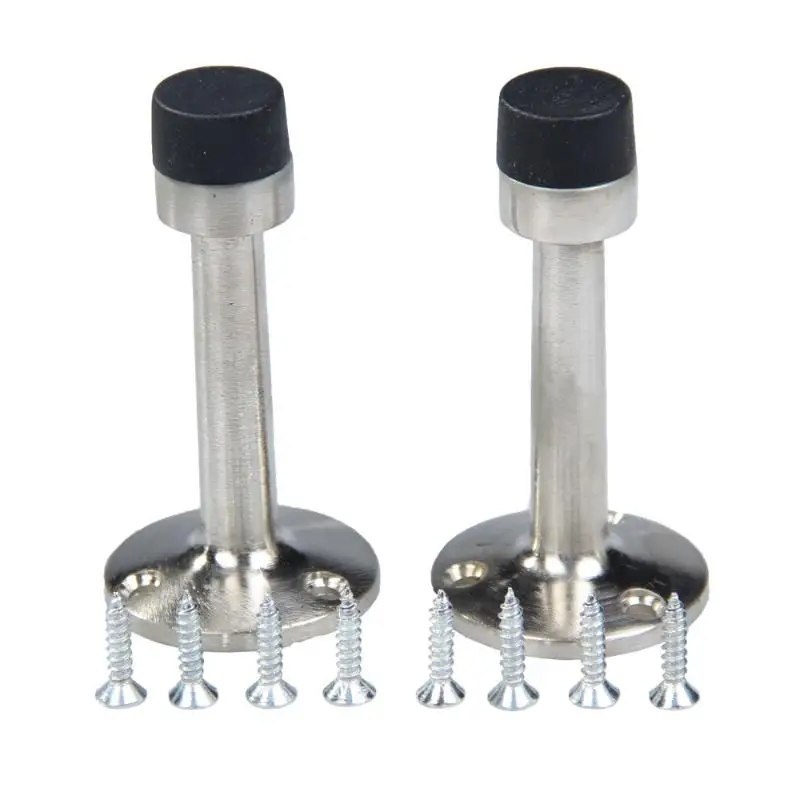 

2Pcs Cylinder Stainless Steel Door Stop Stopper 75mm Buffer Wall Mounted Buffer Wall Mounted Door Stop Door Holders