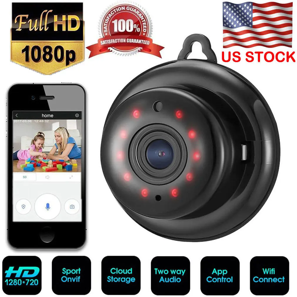 

Home Security Mini WIFI 1080P IP Camera Wireless Small CCTV Infrared Night Vision Motion Detection SD Card Slot Audio APP