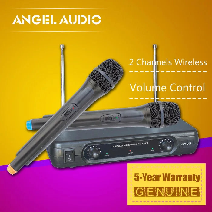 5 лет гарантии VHF портативный беспроводной микрофон Система WR-206 микрофон для KTV Караоке сценический DJ Конференц-зал