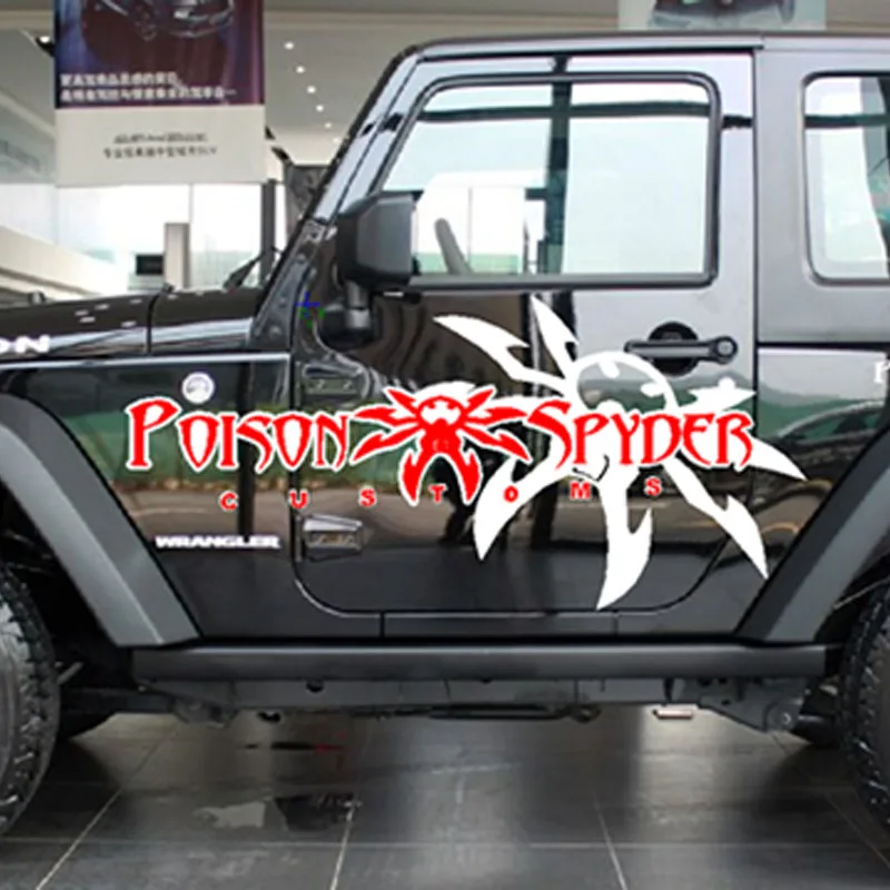  Poison Spyder Funny Car-Styling Car Sticker Vinyl Decal For Jeep Wrangler RUBICON Sahara Spyder 4X4