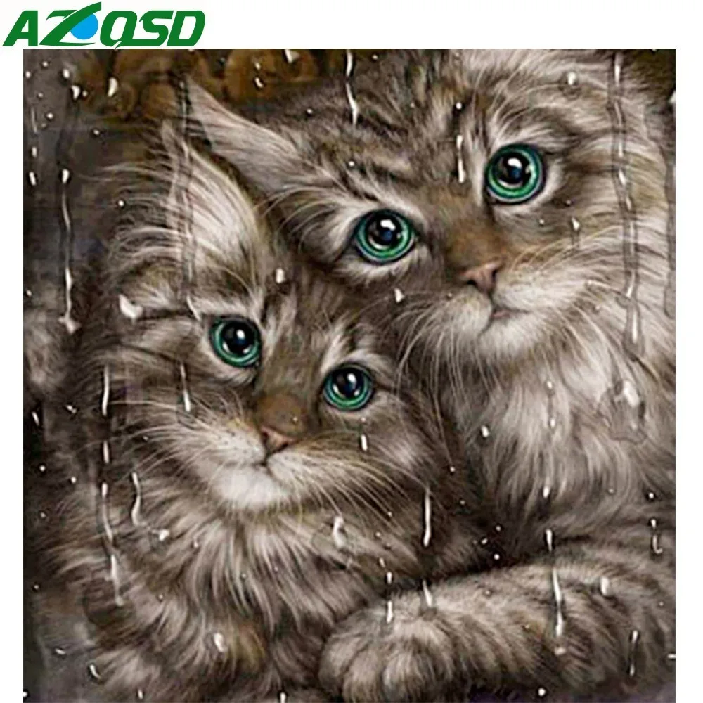 AZQSD DIY кошка Алмазная картина вышивка крестиком животное 5D рукоделие мозаика