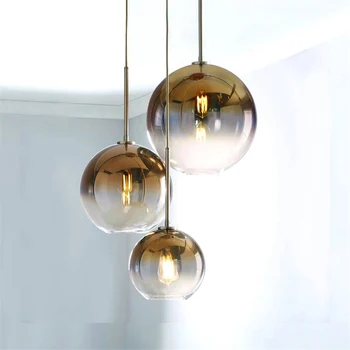 

Modern LED Pendant Light Transparent Silver Gold Glass Ball Hanging Lamps Hanglamp Kitchen Fixtures Dining Living Room Luminaire