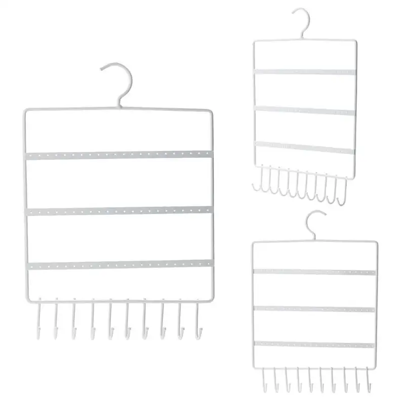 66 Holes 10 Hooks Wall Earring Jewelry Organizer Wall Earring Organizer Hanging Holder Necklace Display Stand Rack Holder