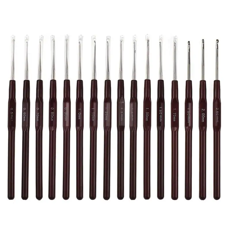 

16pcs Crochet Hook Plastic Handle Metal Aluminum Crochet Hook Knitting Needles Set