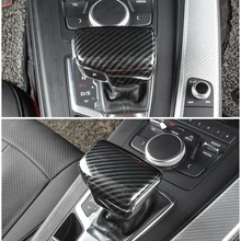 For Audi A4 B9 A5 2017 2018 Q7 2016 2017 2018 Car Interior Carbon Fiber Texture Gear Shift Knob Head Cover a4 b9 carbon fiber gear shift knob for audi q7 2016 2017 2018 2019 a5 2017 s4 s5 2018 shift handle cover car sticker