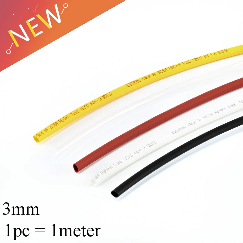 

1Meter/lot Heat Shrink Tube 3MM Coloful Heatshrink Shrinkable Tubing Cable Sleeves Wire