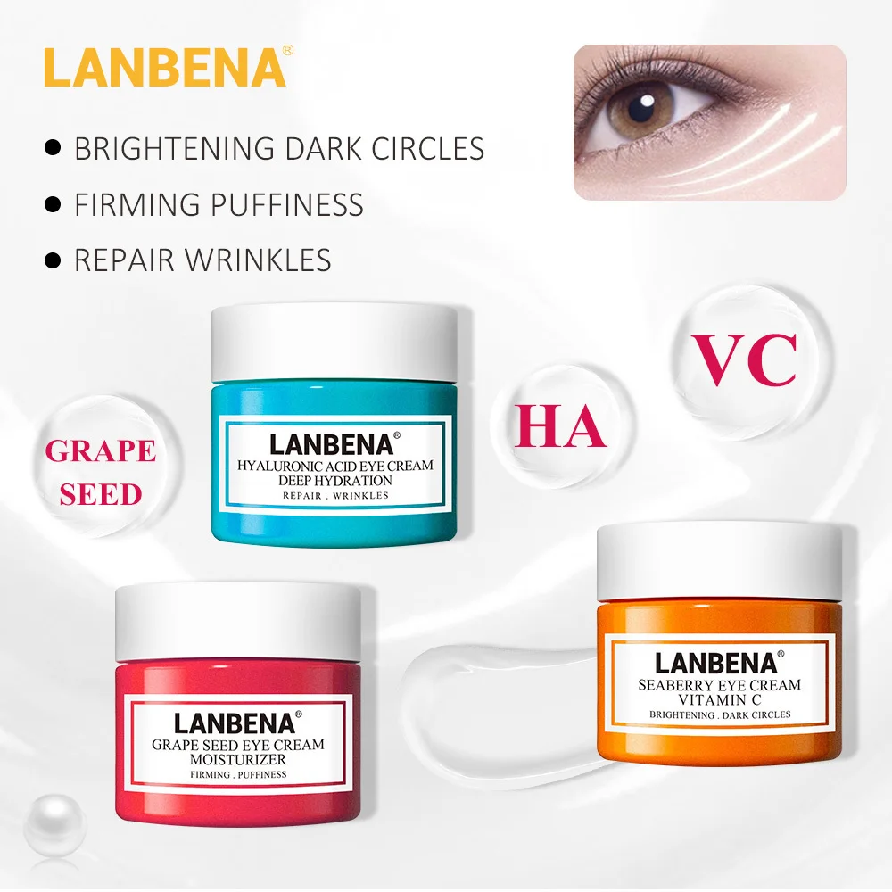 LANBENA Vitamin C Eye Cream Eyes Serum Hyaluronic Acid Moisturizing Anti wrinkle Anti Aging