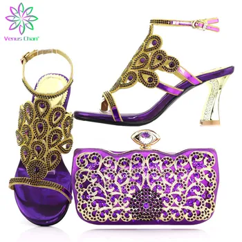 

Italian Shoe and Bag Set for Party In Women Luxury Shoes Women Designers Nigerian Style Shoes and Bag Decorated with Rhinestone