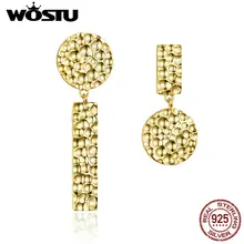 WOSTU Модные женские сережки индивидуальные геометрические Золотые круглые серьги-гвоздики для женщин 925 пробы серебряные ювелирные изделия подарок CQE533