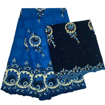 

100% cotton magic vines design 5+2 yards Free shipping Swiss Voile Lace with stones KCS55 High quality Cotton Lace Fabric