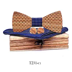 2019 Новый Зебра дерево полые резные ручной галстук-бабочка платок запонки квадратный полотенце набор подарок мужской костюм Свадебная