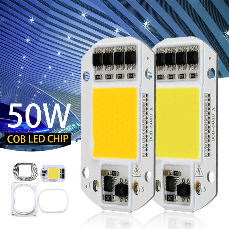 

1set of LED COB Bulb Chip+Lens Reflector Smart IC Chip 50W AC220V For LED Flood Light DIY LED Floodlight Spotlight Light Beads