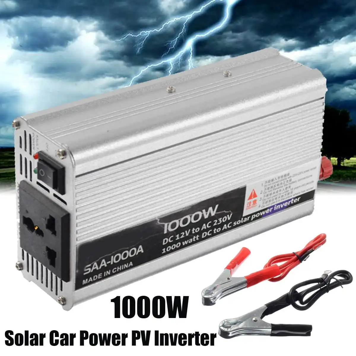 

1000W DC 12V to AC 220V Converter Transformer Home Car Solar Power PV Inverter Converter Pure Modified Sine Wave Supply Switch W