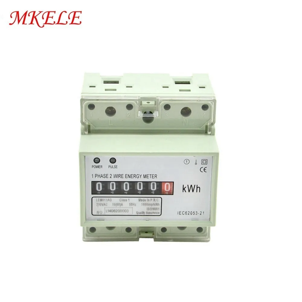 

Free Shipping Digits Step Motor Impulse Register MK-LEM011AG Single Phase Din Rail KWH Watt Hour Din-rail Energy Meter LCD