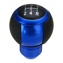 Universal Car 5 Speed Manual Gear Stick Shift Knob Shifter Lever Aluminum Alloy Leather Blue universal car aluminum alloy shift gear knob silvery grey