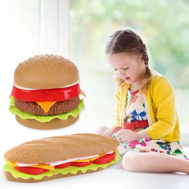 ABS Моделирование еда гамбургер кухня игрушка ролевые игры дети собранная модель детская кухня режущие игрушки гамбургер фигурка модель