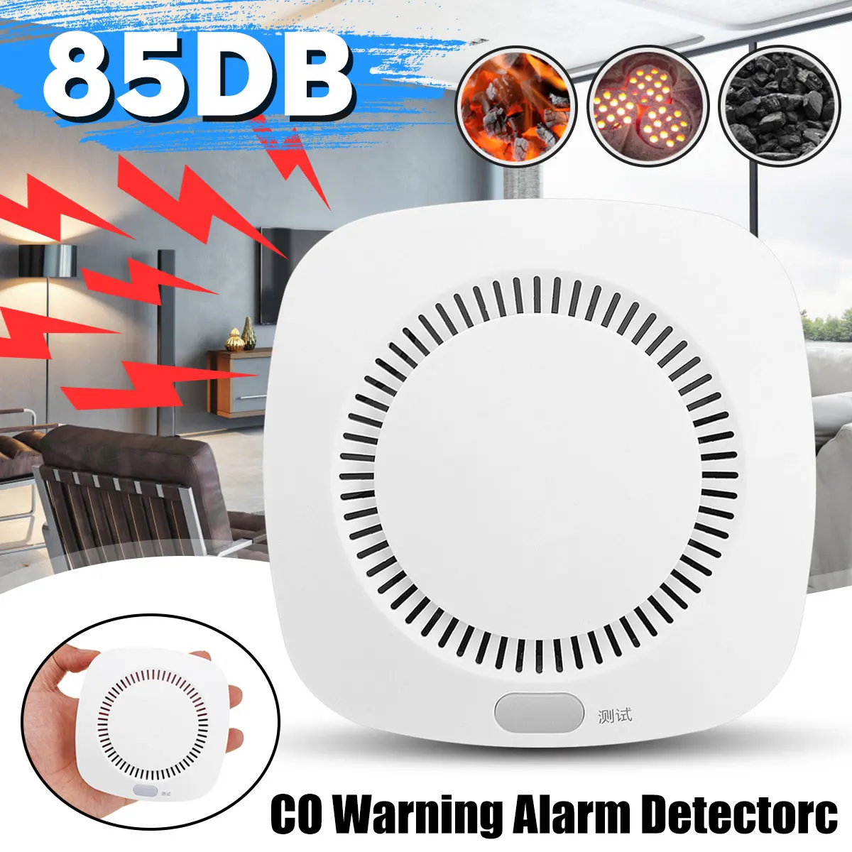 

Portable CO Gas Sensor Detector 85dB Carbon Monoxide Sensor Poisons Alarm LED Strobe High Sensitive Detector Home Security