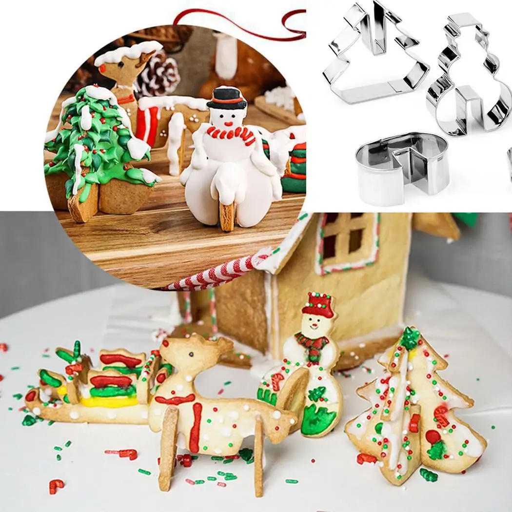 

Stereo Stainless Mould Mould Silver Steel Tools Baking Cookie Christmas 3D Cake Biscuit