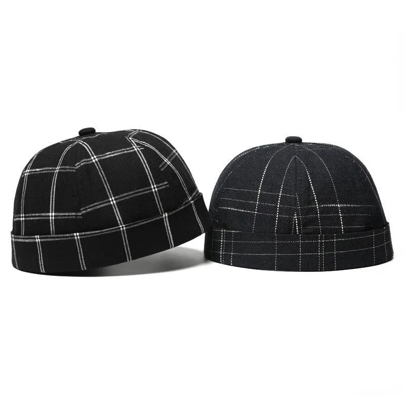 JAMONT, хлопковая, ретро, ОБЖИМНАЯ, без полей, с черепом, шапка s, Осень-зима, шапка бини для мужчин и женщин, шапочка в клетку, хип-хоп шапка Miki Hat