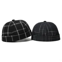 JAMONT, хлопковая, ретро, ОБЖИМНАЯ, без полей, с черепом, шапка s, Осень-зима, шапка бини для мужчин и женщин, шапочка в клетку, хип-хоп шапка Miki Hat