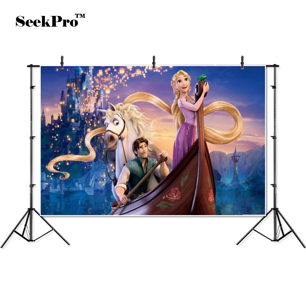 

SeekPro Tangled Rapunzel Princess Boat Horse Banner Photo Background Printed Studio Professional Indoor Photographic Backdrop