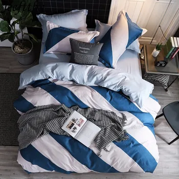 

Home Blue Geometric Patterns Bedding Set 3/4pcs Queen Full King Size Duvet Cover Child Adult Pillowcase Flat Sheets Bedclothes