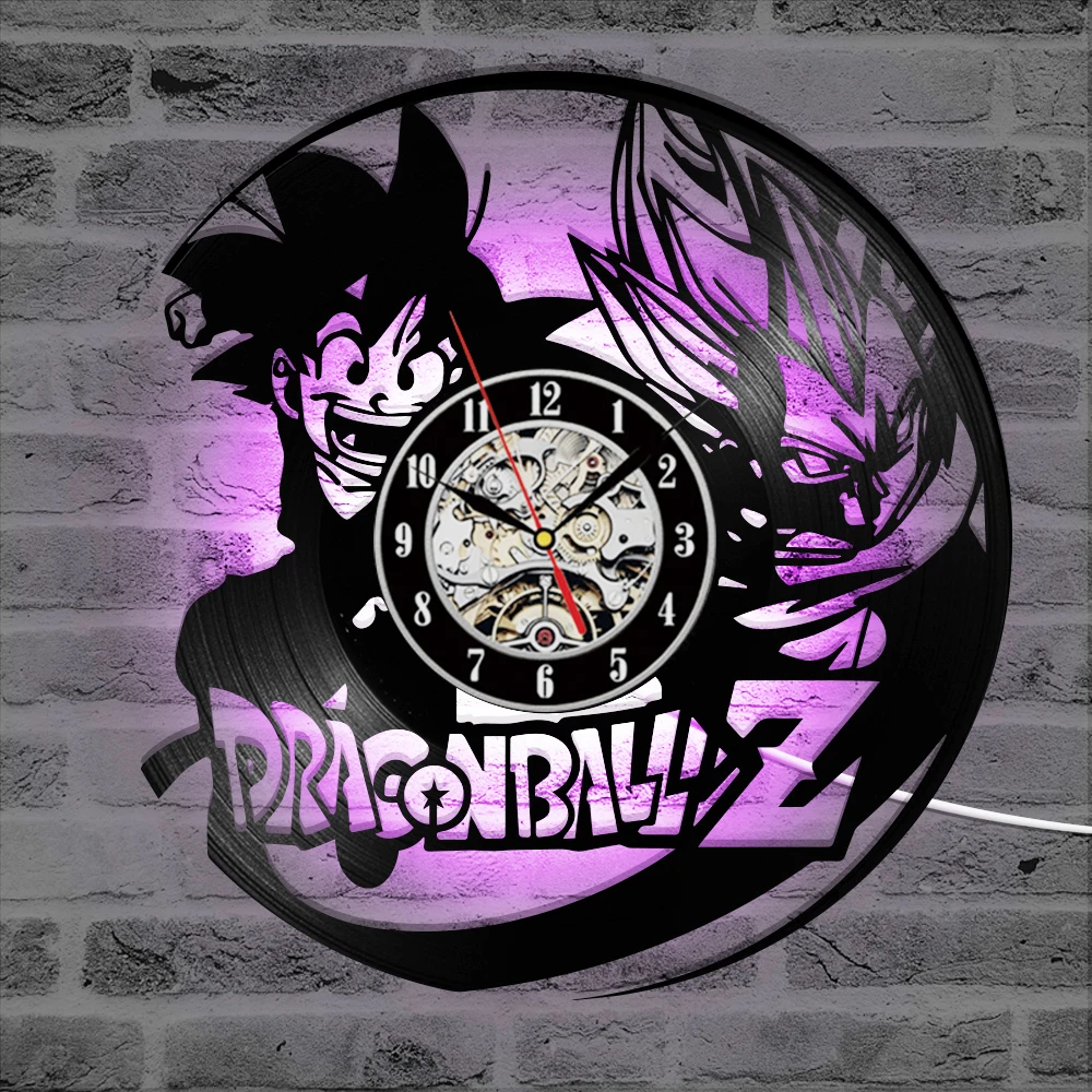 Черные светодиодные часы Dragon Ball круглые полые настенные для домашнего декора