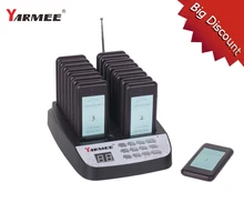 Wireless Restaurant Pager Coaster Waiter Paging Queuing System Rechargeable Power cable 16PCS receivers