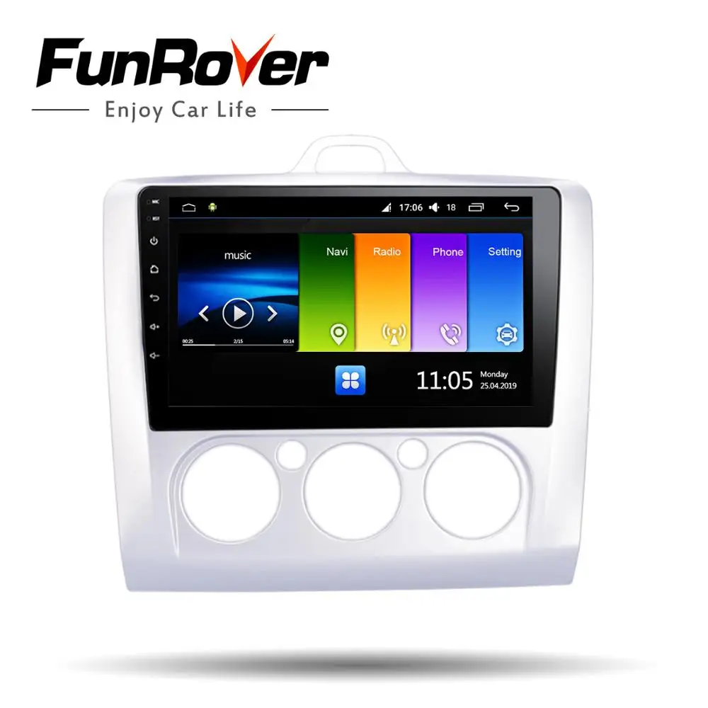 Discount FUNROVER android 9.0 2.5D+IPS car dvd multimedia player For Focus 2004-2012 radio gps navigation stereo autoradio navi DSP RDS 2