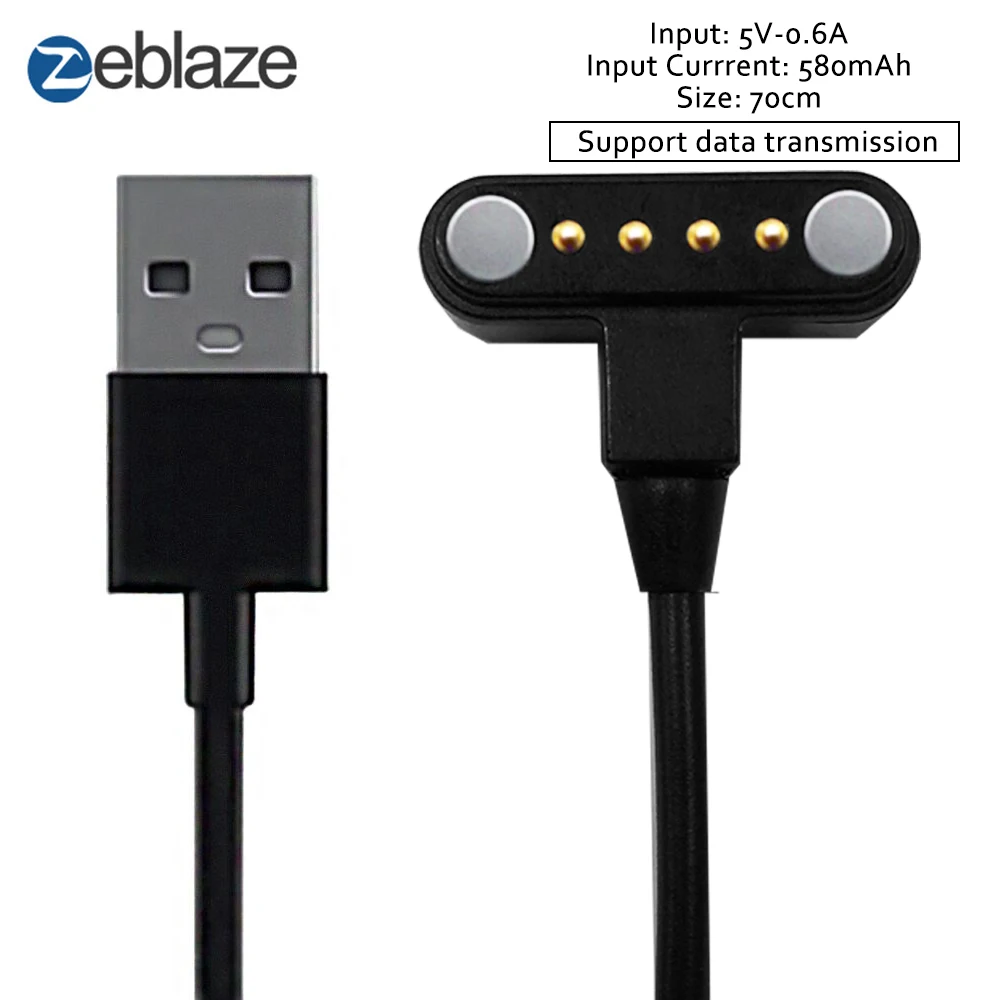 

USB Power Magnetic Port Smartwatch Charger 70cm Zeblaze THOR 4 & THOR 4 Plus Smart Watch Charging Cable Wearable Accessories