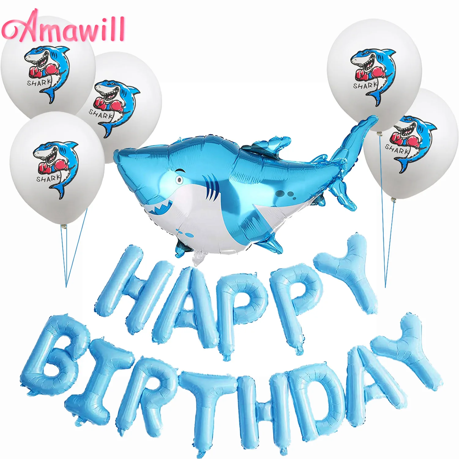 

Amawill Shark Splash Party Decorations Shark Happy Birthday Mylar Balloons For Baby Shark Birthday Party Favors Supplies 8D
