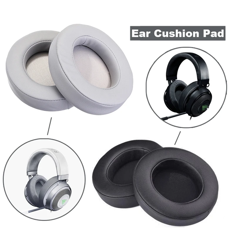 

1 Pair Gaming Earphone Cushion Oval Shape Foam PU Leather Headset Cushion Replacement Accessories For Razer Kraken 7.1 Pro V2