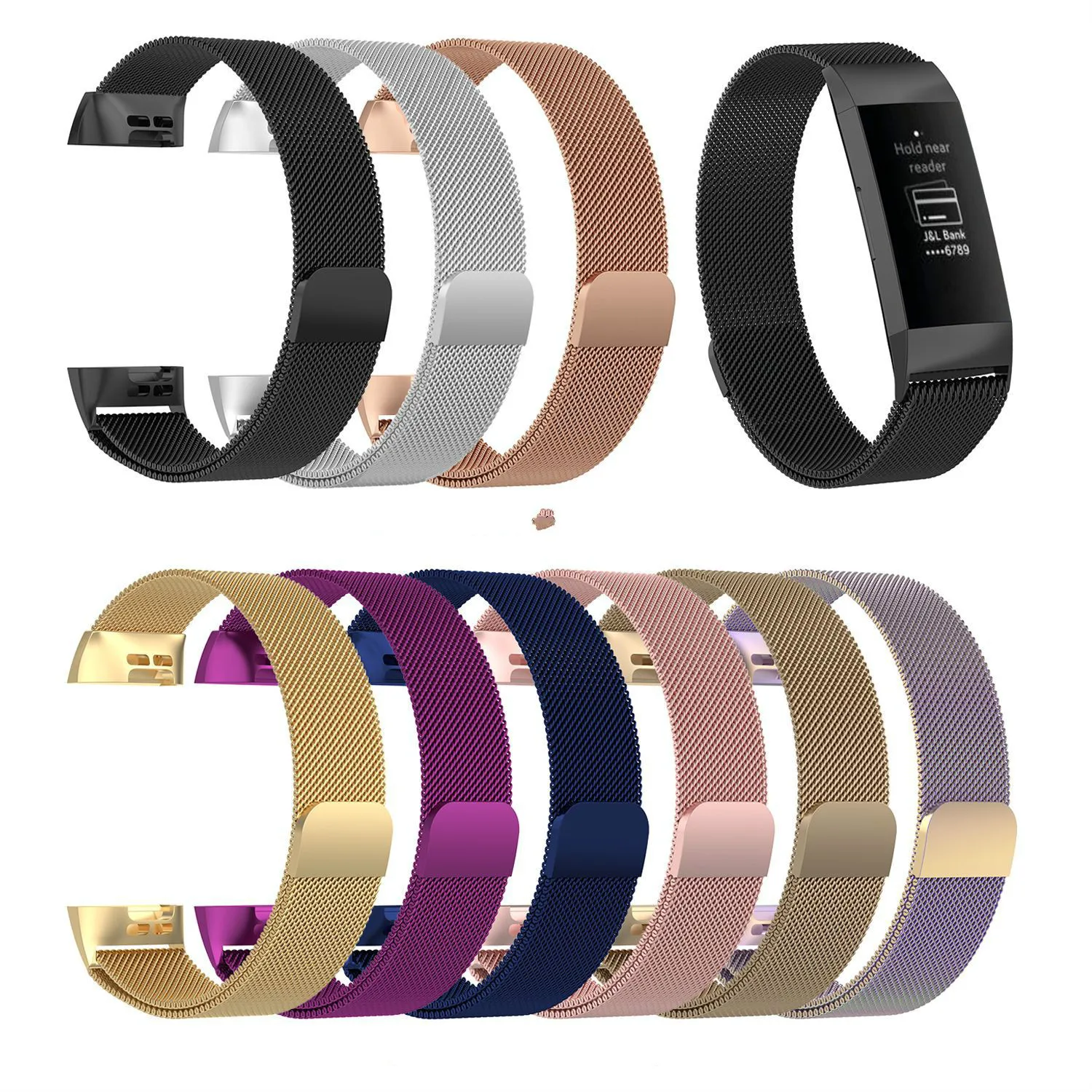 

For Fitbit Charge 3 Band Milanese for Fitbit Charge 3 Milanese Band Stainless Steel Magnetic Loop Smart Watch Strap Replacement