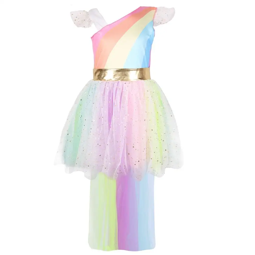 

Girl Unicorn Dress Up Kids Summer Rainbow Sequin Party Tutu Dress Girls Pageant Tulle Cosplay Costume with Headband 8889
