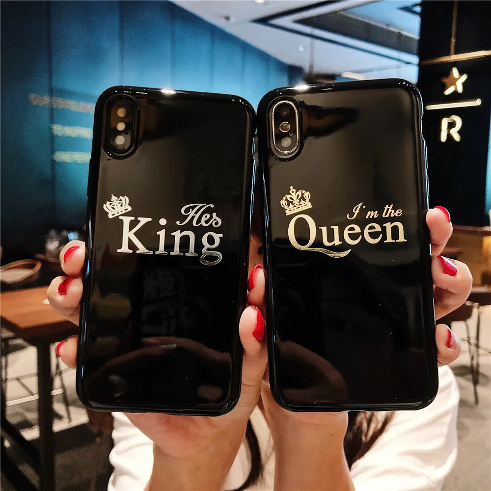 

KJOEW Imperial crown Pattern Back Cover Letter Shell Simple Luxury Funda Soft Case For iPhone X XS XR MAX 6 6S 7 8 Plus Capa