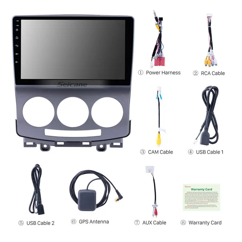 Perfect Seicane Android 7.1/8.1 Multimedia Player 9" GPS Car Radio For 2005-2010 Old Mazda 5 Touchscreen Head Unit With Wifi Bluetooth 3