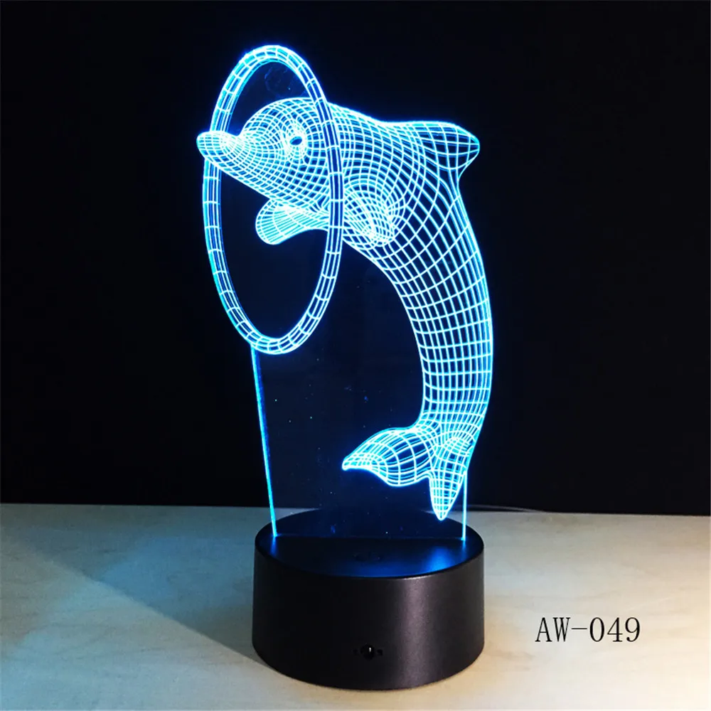 Kawaii Dolphin Play Ball 3D лампа с мультипликационным USB ночным освещением разноцветные